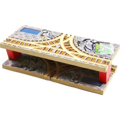 P165 Wooden Train Track Blocks Bulk Accessories Transit Hub Double T-Rail Station Compatible with Solid Wood Train Track
