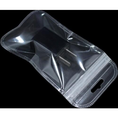 200pcs/Lot Zip Lock Plastic Clear Jewelry Storage Bag with Hang Hole Zipper Closure Electronic Accessories Package Supplies Bags