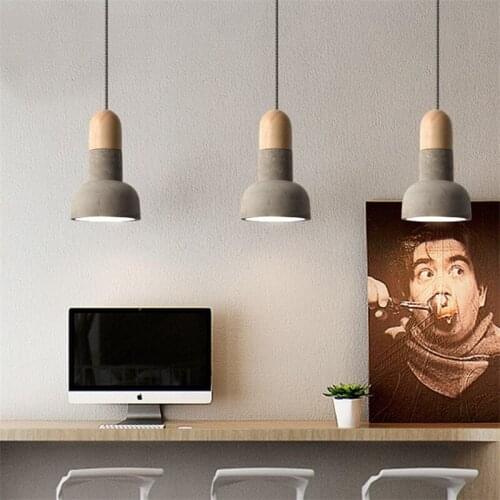 Industrial Vintage LED Pendant Light Cement Wood Lamp Loft Retro HangLamp Dining Room Lights Pendant Lighting Lampara Colgante