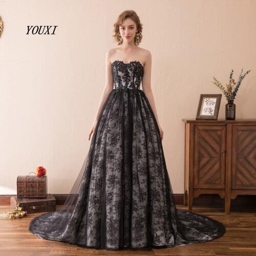 Sexy Sweetheart Black Evening Dresses 2019 New Arrival Real Sample Lace Ball Gown Evening Gowns