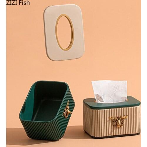 Golden Deer Head Decoration Tissue Box Removable Tissue Boxes Resin Napkin Holder Desk Decor Nordic Modern Home Decoration