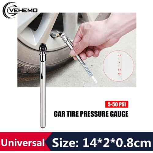 Universal Mini Car Tire Pressure Gauge 5-50 PSI 1PCS Tire Air Pressure Test Pen For Motorcycle Cars Trucks RV Calibrate PSI kPa
