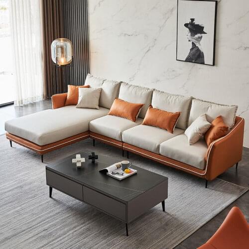 ChinaFurniture Manufacturing Factory Modern Light Luxury Technology Fabric Stainless Steel Foot Sofa Set