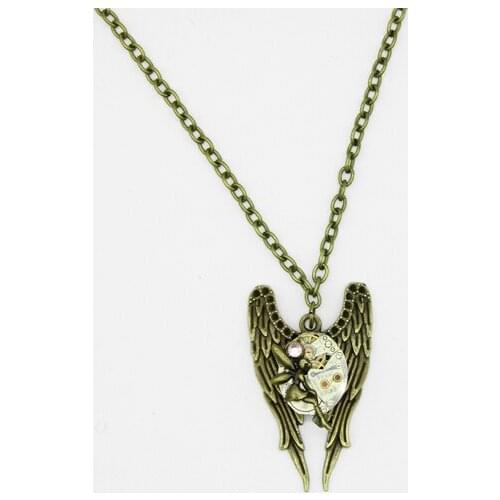Women Angel Wings Machinery Steampunk Pendant Watch Movement Necklace Punk Jewelry Vintage Handmade