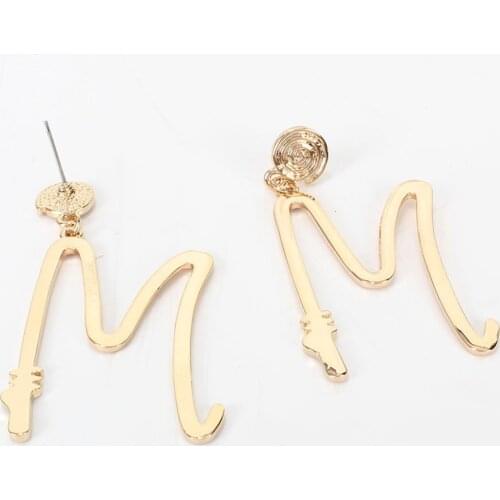 Women Earrings Gold Plated M Letter Earrings Banquet Couple Wedding Earrings Fashion Charm Jewelry Give Girlfriend Birthday Gift