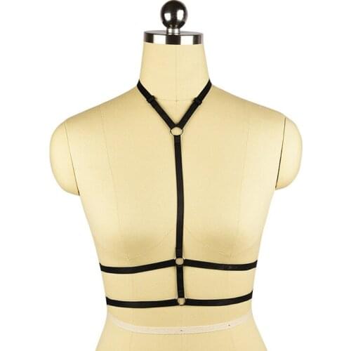Women Sexy Harness Hollow Out Cage Bra Black Adjustable Elastic Strap Strappy Body Bustier Fashion Accessories Harness