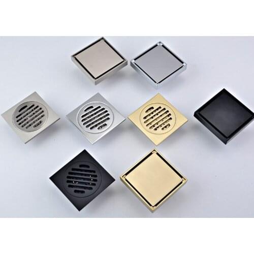 Brush gold Floor Drain Brass floor Invisible drain Anti insect anti odor drain bathroom Outdoor floor Black 10cmx10cm