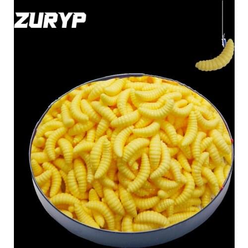ZURYP 200PCS worm 2cm Maggot Grub Soft Fishing Lure Hooks Smell Worms Glow Shrimps Fish Lure Artificial Fishing tackle