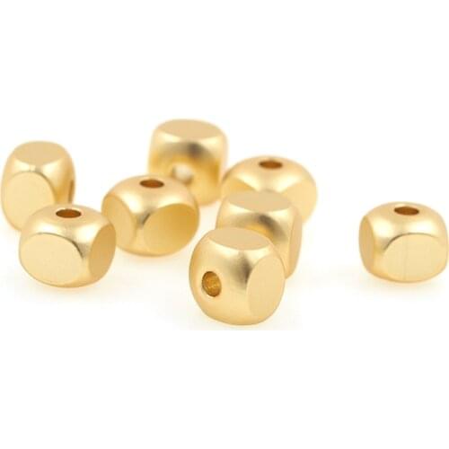 Gold Brass Cube Square Spacer Seed Beads For Diy Jewelry Finding Accessories