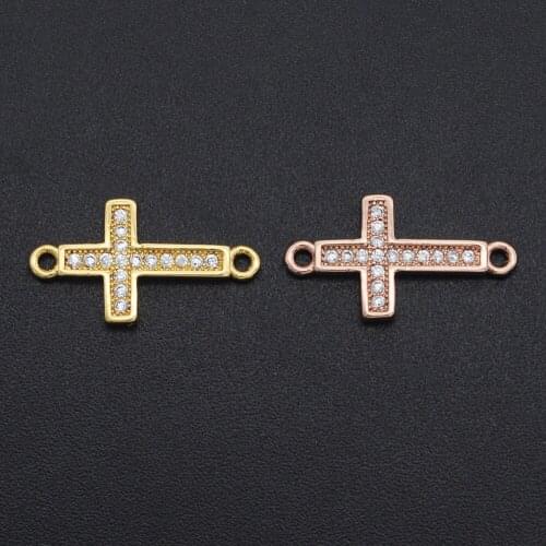 18x10mm 100% CZ Zircon DIY Jewelry Cross Connectors Charm Wholesale Bulk Order Discounts Fashion Jewelry Accessories