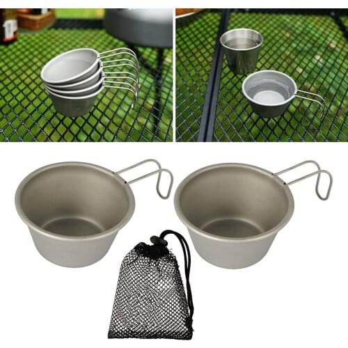 2pcs Reusable Stainless Steel Cup Drinking Glass with Handle for Supplies