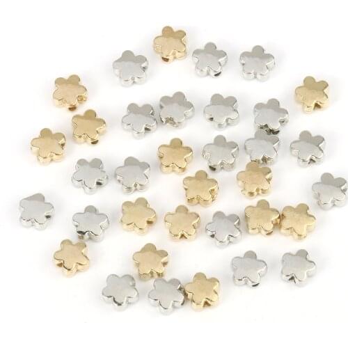 200Pcs/lot 6x3mm CCB Flower shape Beads Acrylic Beads Gold Silver Loose beads for Jewelry Making DIY Bracelet hole 1.5mm