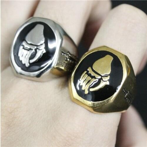 2016 Gold Fashion Fist Skull Finger Ring 316L Stainless Steel Top Quality Fashion New Design Osso Espada Biker Ring