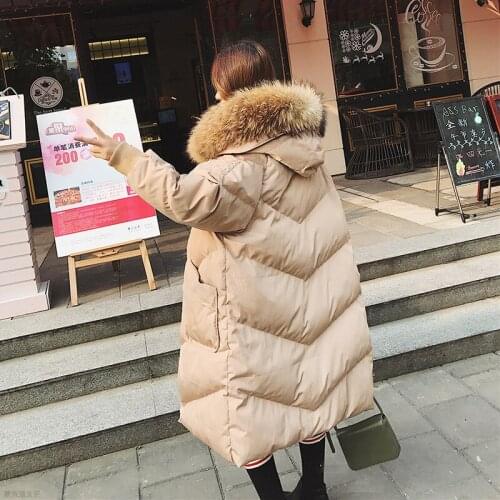 2019 Winter Heavy Seta Lead Loose Student Thickening Overknee Cotton Loose Coat Long Fund Cotton-padded Clothes Woman Tide