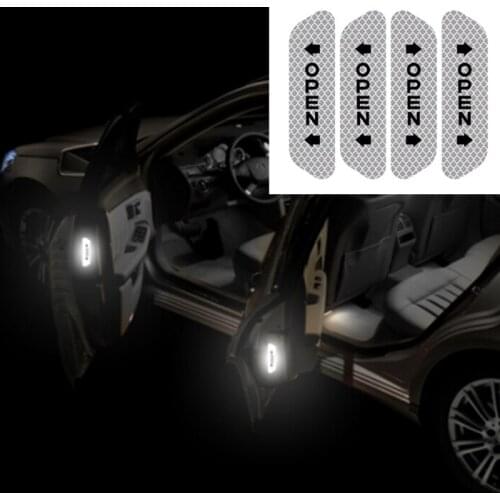 4Pcs Car Door Safety Warning Mark OPEN Reflective Stickers for Mitsubishi Asx Outlander Lancer EX Pajero Evolution Eclipse Grand
