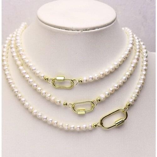 5 Strand Handmade pearls necklace women necklace Natural pearls beaded necklace fashion jewelry chain