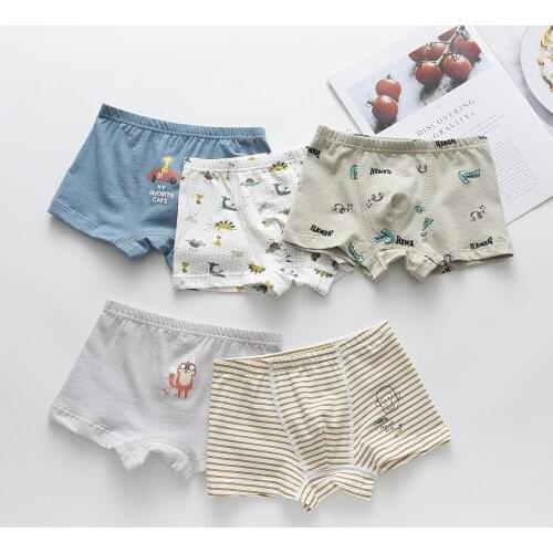 5Pcs/lot Girls Boys Cotton Boxer Briefs Girl Panties Boys Boxer Shorts Childrens Panties Kids Underwear For 2-14 Years BU072