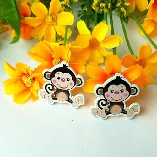 50pcs Natural Wood Buttons Monkey Sewing Accessories Button Scrapbook Embellishments crafts and scrapbooking