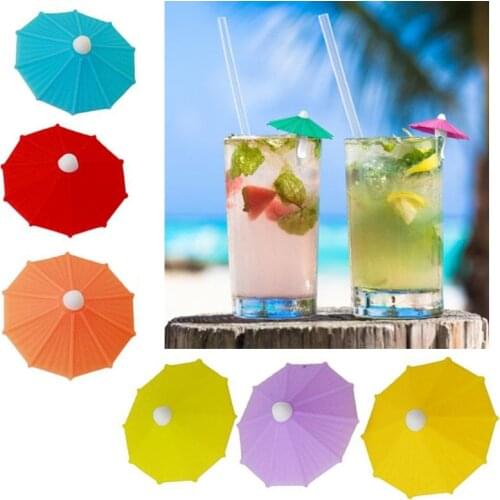 6pcs Umbrella Wine Glass Marker Wine Charms Glasses Identifier Marker Cups Glasses Markers Silicone Glass Brand Glasses Tags