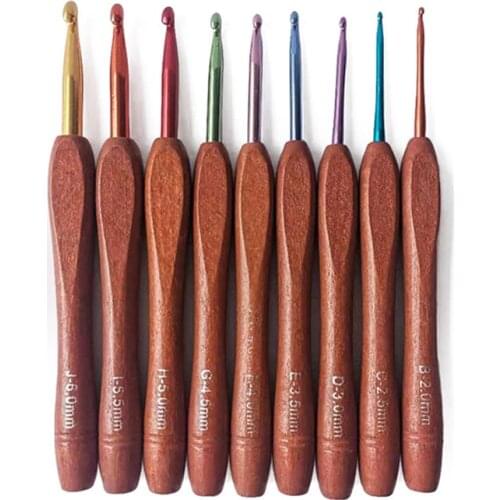 9Pcs/Set Wooden Knitting Needle Crochet Hook Sweater Needle Crochet Needles Sewing Accessories DIY Hand-made Tool