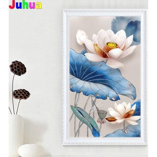 Full square/round flower diamond painting lotus diamond embroidery 5D DIY mosaic diamond inlaid pattern decor salon Art