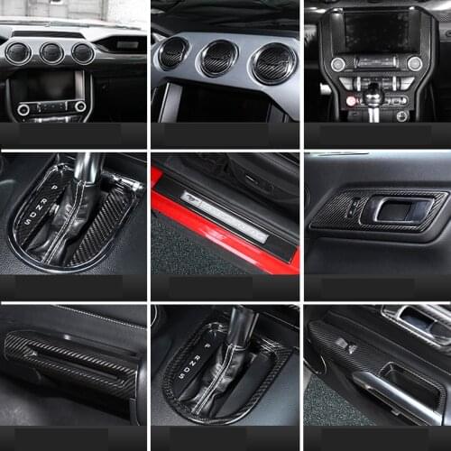QHCP Car-Styling 13 Pieces Carbon Fiber Interior Decoration Car Accessories For Ford Mustang 2015
