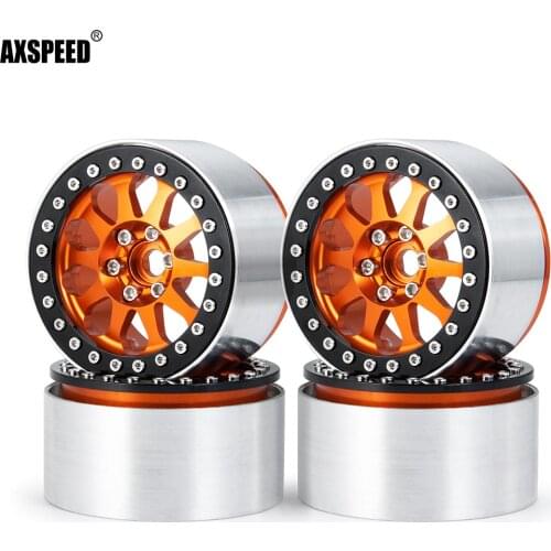AXSPEED Orange Metal Aluminum 2.2 inch Wheel Hub Beadlock Wheel Rim for 1/10 Axial Wraith 90048 RR10 RC Crawler Car