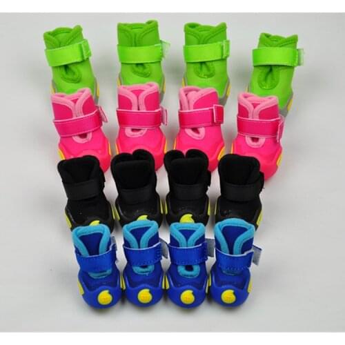 Pet Dog Shoes Waterproof Non-slip New Arrival Polar Fleece Winter Warm Boots Small Dog Puppy Shoes 4 Colors 4 pcs/set