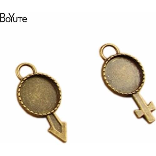 BoYuTe (50 Pieces/Lot) 12MM Cabochon Base Pendant Blanks Setting Wholesale Vintage Diy Boy Girl Couple Pendants