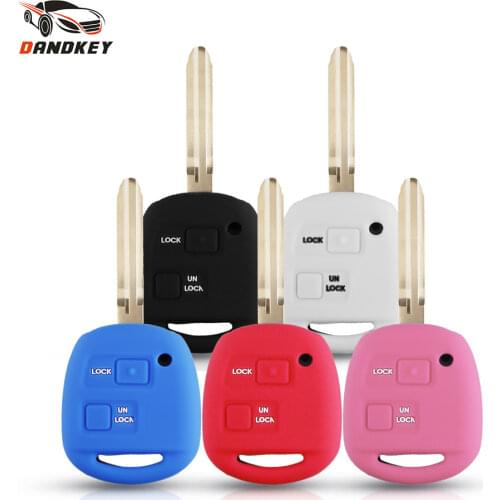 Dandkey For Toyota Camry 4Runner Yaris Corolla RAV4 For Lexus RX LS GX SC 2 Buttons Protection Fob Silicone Car Key Case Cover