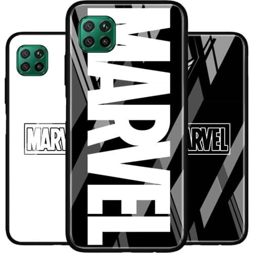 Marvel Logo Tempered Glass Cover For Huawei P40 P30 P20 P10 P Smart Z Pro Plus Lite 2020 2021 Phone Case