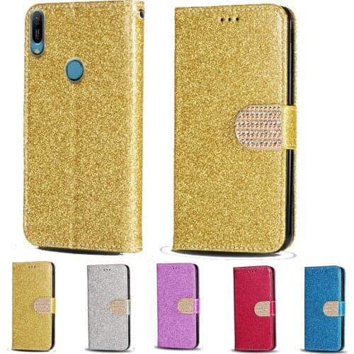 For Huawei Y6s Y6 2019 Luxury Glitter Diamond Flip Leather Wallet Phone Case For Huawei Y6 Prime 2019 Phone cover card slot