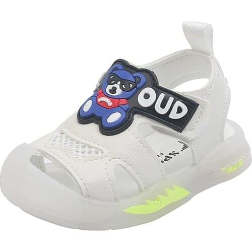 2021 Summer New Boys Cartoon Toes Capped Anti-kick Sandals Kids Korean Casual Soft Sole Baby Toddler Sandals Fashion Flats Cute