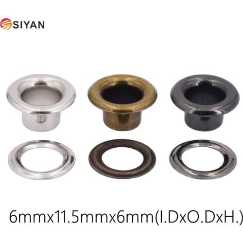 Hot Sale 100pcs/lot Metal Eyelets Grommets 6mm For Leather Craft DIY Scrapbooking Shoes Practical Accessories