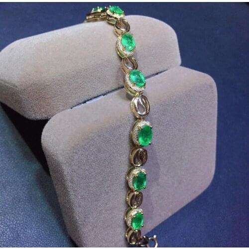 J119 Pure 18K Gold Natural Emerald Gemstones 3.3ct Diamonds Females; Bracelets for Women Fine Bracelets