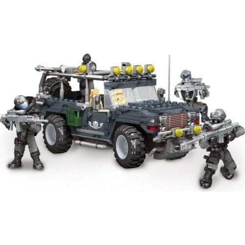 Military Series Building Blocks Hummer Armored Vehicle Flying Tigers SWAT Soldier DIY Model Bricks Toys for Children Boys Gifts