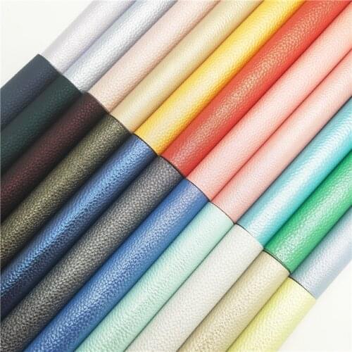 Onefly Wholesales Dropshipping Leather Supplier Metallic Solid Litchi Faux Synthetic Leather Fabric Sheets For Bow DIY FZ194