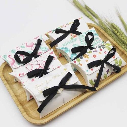 30set newest printed colorful paper gifts box pillow shape box Diy Thank you candy favors wedding show gifts package