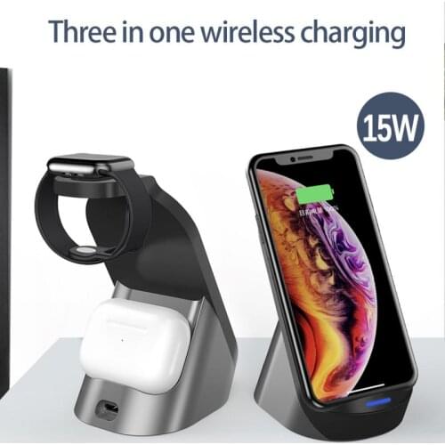 New Three-in-one wireless charger for Airpods for iPhone mobile phones and watches Qi certified fast charge wireless charge