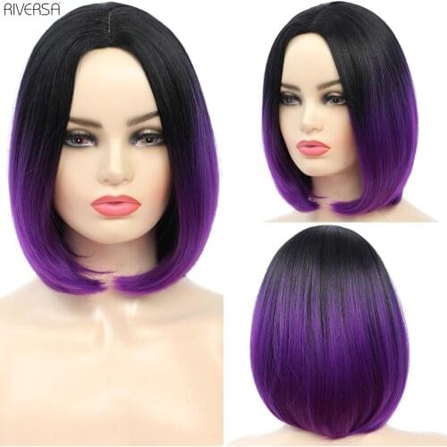 New Style Short Straight Bob Wig for Girl Daily Wear Synthetic Wig Natural Autumn Heatresistant Wig For Black Women Middle Part