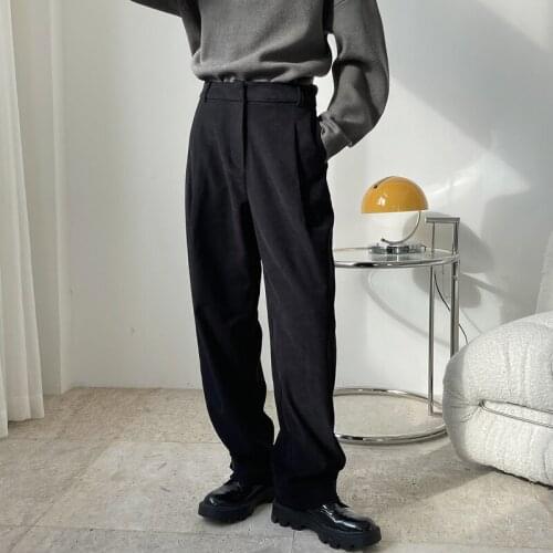 Autumn and winter womens casual solid color high waist loose wide-leg pants