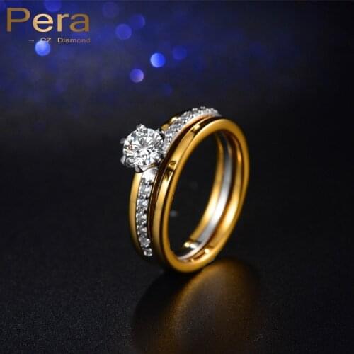 2017 Unique Double Ring Design Luxury Women Wedding Party Big Clear 1ct Cubic Zirconia Crystal Finger Rings For Ladies Gift R028