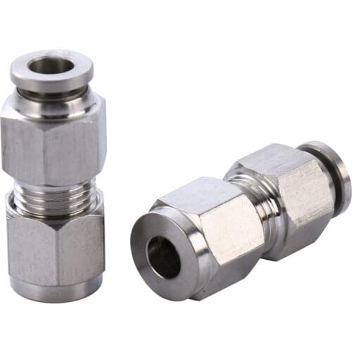 6 8 10 12 14 16mm Push In x Double Ferrule Compression Unin Pneumatic 304 Stainless Steel Quick Connector Release Air Fitting