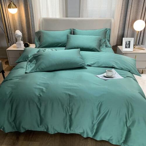2020 new products 60 Count long staple cotton twill Solid color Bed Set luxury bedding king size 4-piece set