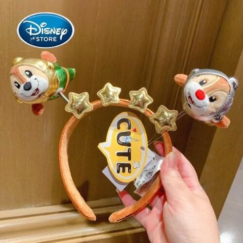 Disney 3D Mickey Ears Headband Disney Parks Princess Chip Dale Space Series Cute Plush PU Cosplay Adult Headband Birthday Gift