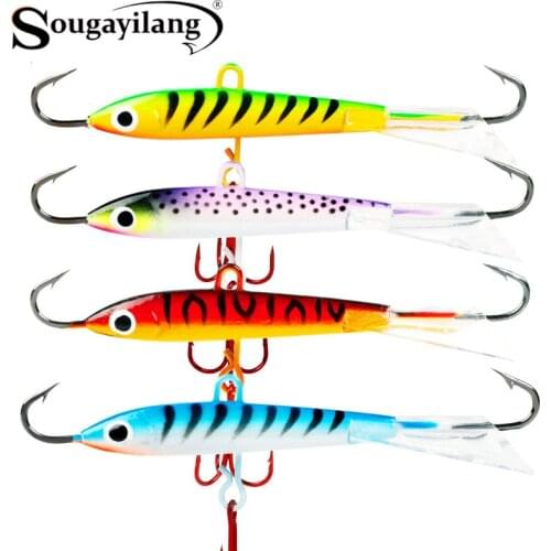 Sougayilang 4pcs Ice Fishing Lures Lifelike for Saltwater Freshwater Winter Lead Jigging Artificial Bait Wobbler Fishing Tackle