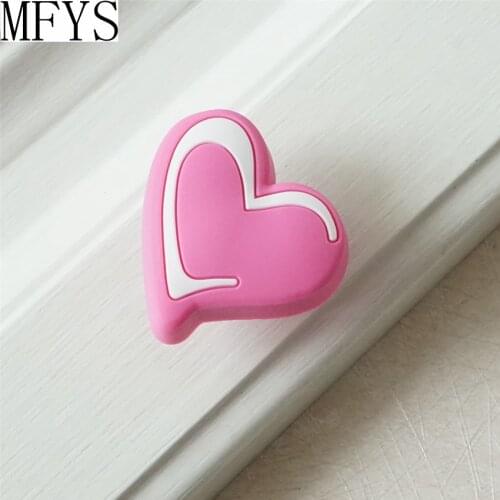 Romantic Pink Heart Dresser Knobs Handles Pulls for Girls Door Knobs Handles for Children Cabinet Knobs Chic Drawer Handle