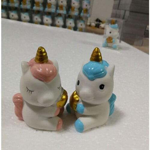 Pink / Blue Cerami Unicorn coin bank saving box baby shower baptism Christening Gifts Baby Return Souvenirs