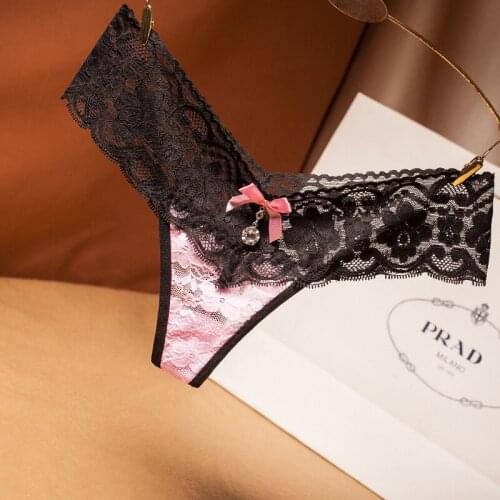 Sexy Lace Womens Thong T-pants Mesh Transparent Embroidered Sexy Underwear Ladies Underwear Low-waist Girls Hot T-pants