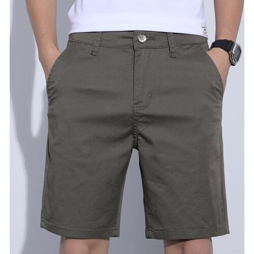 5 Colors Classic Style Mens Slim Shorts 2021 Summer New Business Fashion Thin Stretch Short Casual Pants Male Beige Khaki Gray